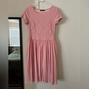 Mikarose Soft Pink Lace Midi Dress